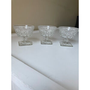 3 Imperial Cape Cod Dessert Sherbet Cup Clear Glasses Low 1602+160 w Wafer Stem